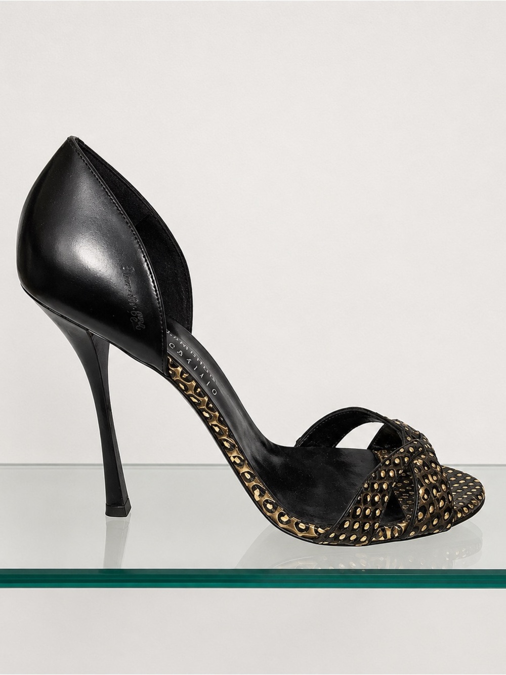 Edmundo Castillo black strappy heels 37.5 US 6.5